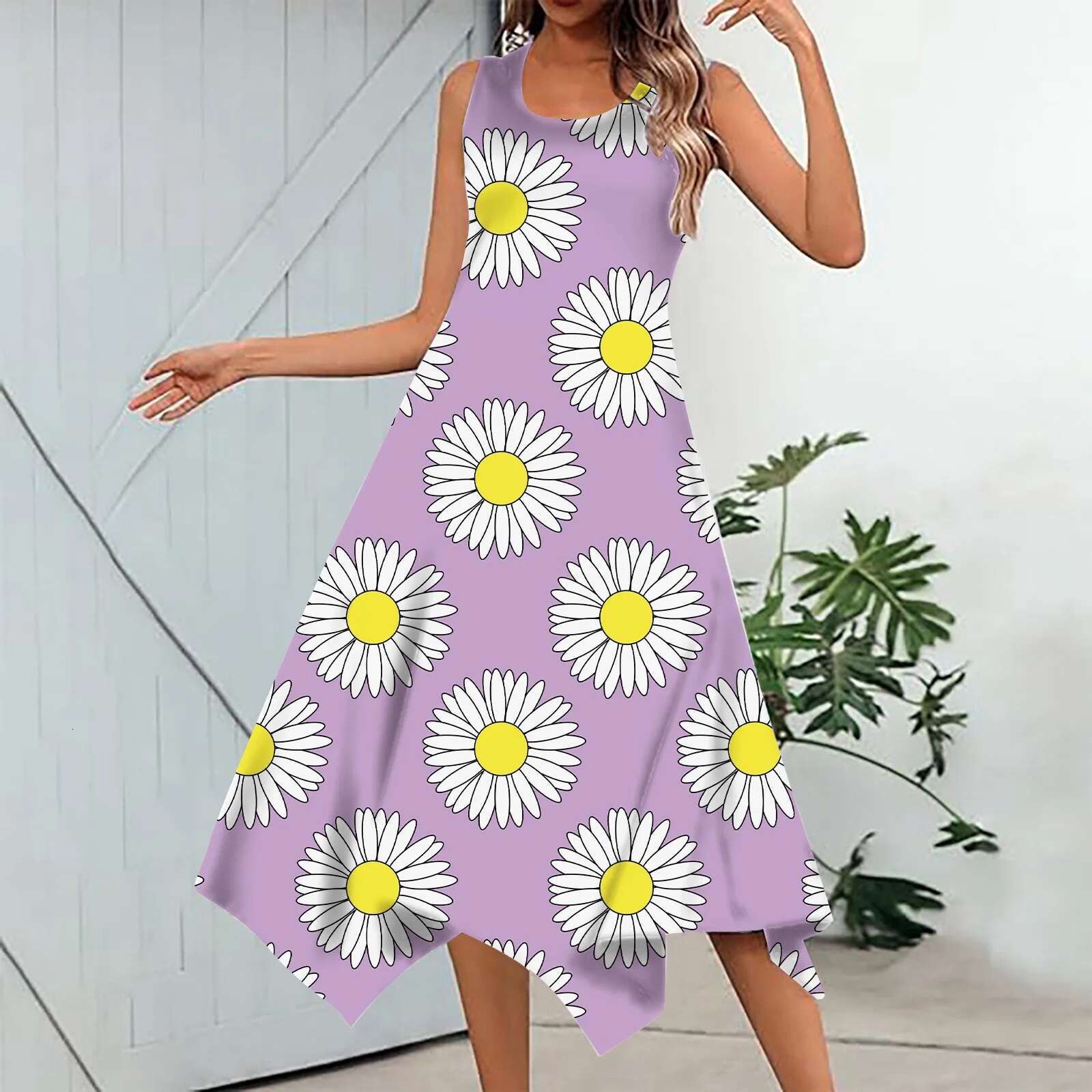 Dongdumaoyi Summer Women Sling Long Casual Print Loose Elegant Sleeveless Beach Dress Fashion Sexy Round Collar Girls Clothes