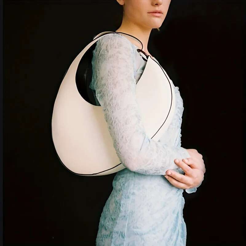 Stylish Women's PU Leather Solid Color Design Oval Shoulder Bag Soft Handle Handbag Shopping Trip