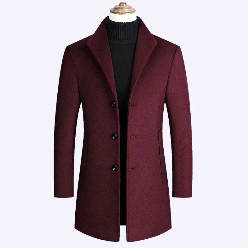 Mens Wool blend single-breasted coat for fall/winter new style solid color high-quality fashion luxury brand clothingT251125