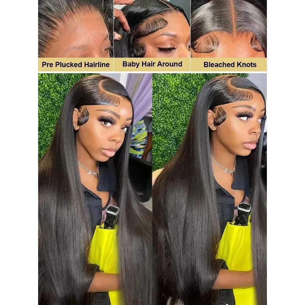 250 300 High Density 13X6 HD Transparent Frontal Wig 30 40 Inch Bone Straight 13X4 Lace Front Human Hair Wigs For Women