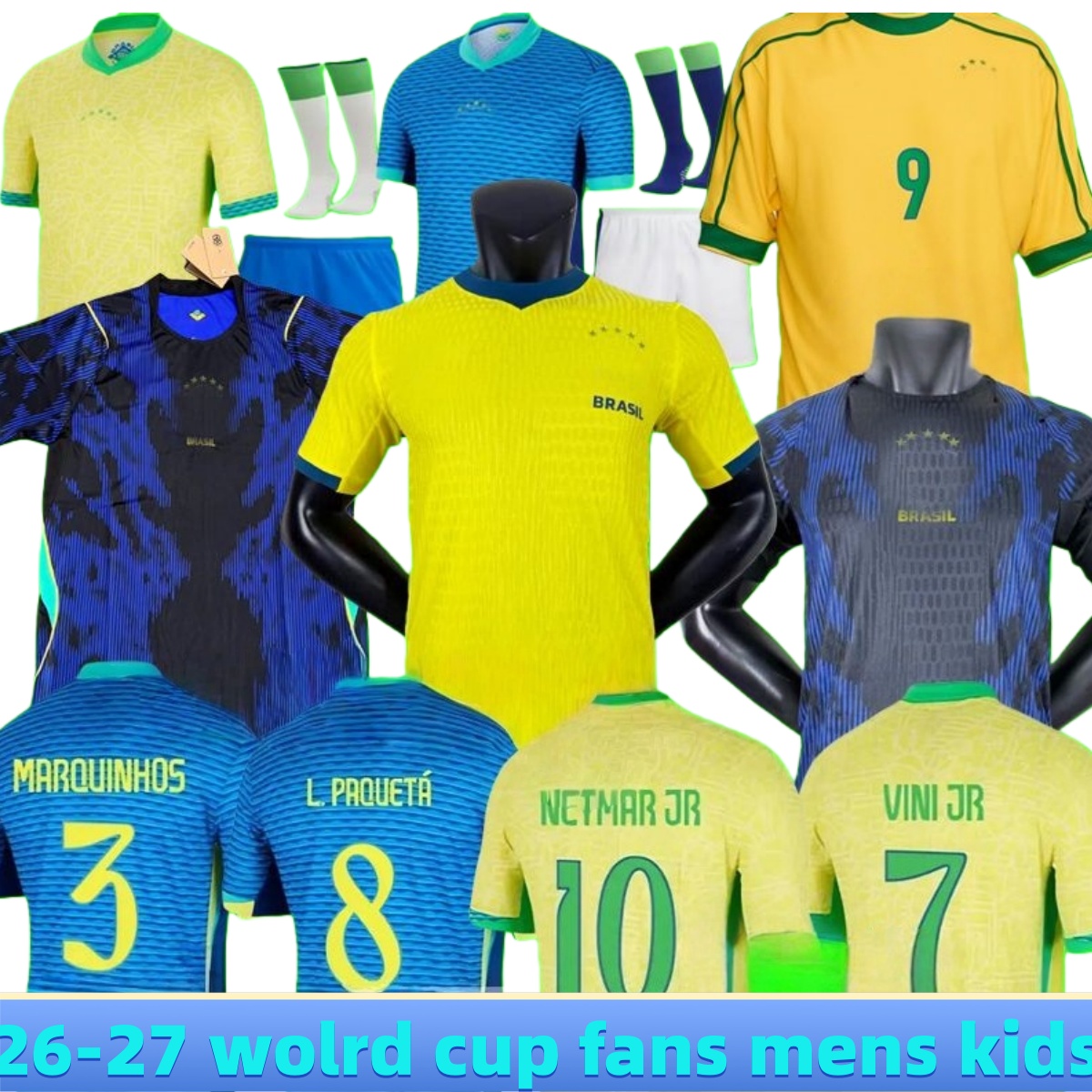 25 26 BraziLS Soccer Jersey 2026 World Cup home away PELE RONALDINHO RONALDO fans mens kids Classic Football Shirts 1957-2012 16-4XL