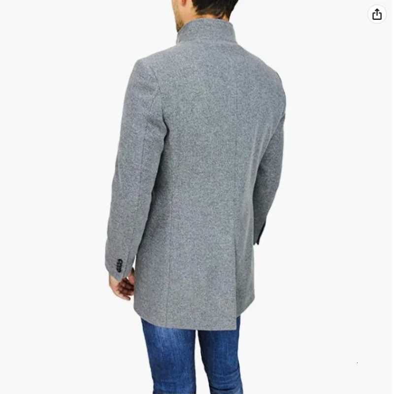 Elegant Jackets Man Single Breasted Mans Janket Solid Wool Blends Mid-length Trench Coat Long Mens CoatT251125