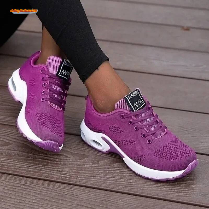 Casual Breathable Walking Mesh Flat Platform Sneakers Women Tenis Gym Vulcanized Shoes White Female Footwear ddmykukumalu