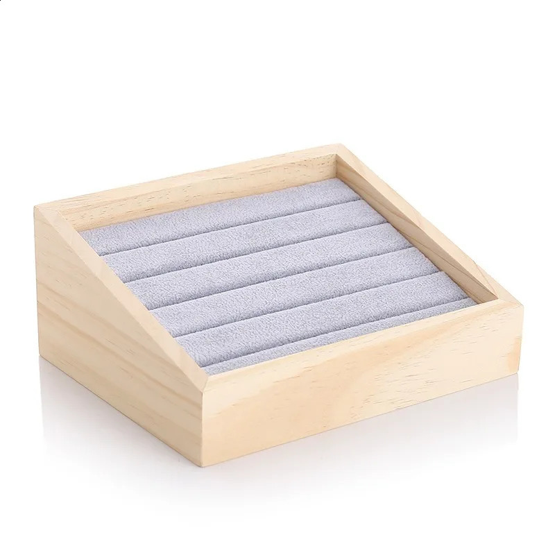 1pc Wood Jewelry Display Tray Pendant Earrings Stand Holder Ring Cases Box Desktop Jewellery Storage Rack Counter Showcase Props 250424