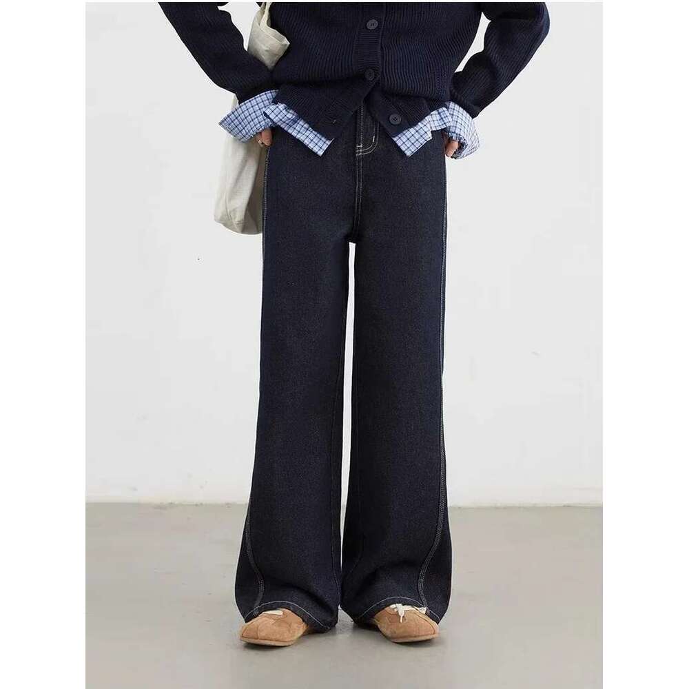 CHIC VEN Women Denim Pants Loose Casual High Waisted Straight Jeans Female Wide Leg Trousers Oversize Autumn Winter 2024