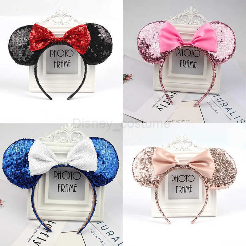 Disney Mickey Minnie Ears Bow Headwear Headband Holiday DIY Hair Accessories Hair Christmas Glitter Hair Bow Female Gift X250425