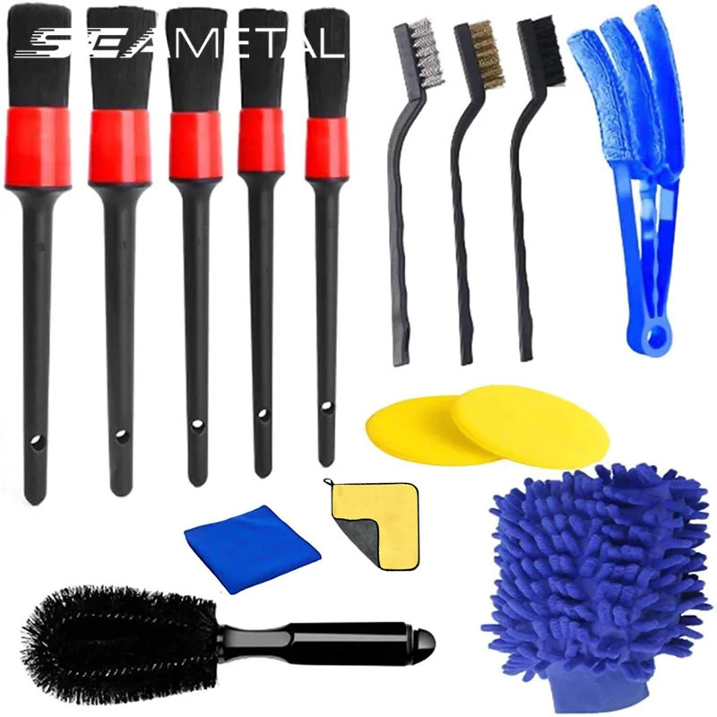 SEAMETAL 1315 pieces car cleaning kit wash brush sponge towel for the edges of air vents dirt tool 250425
