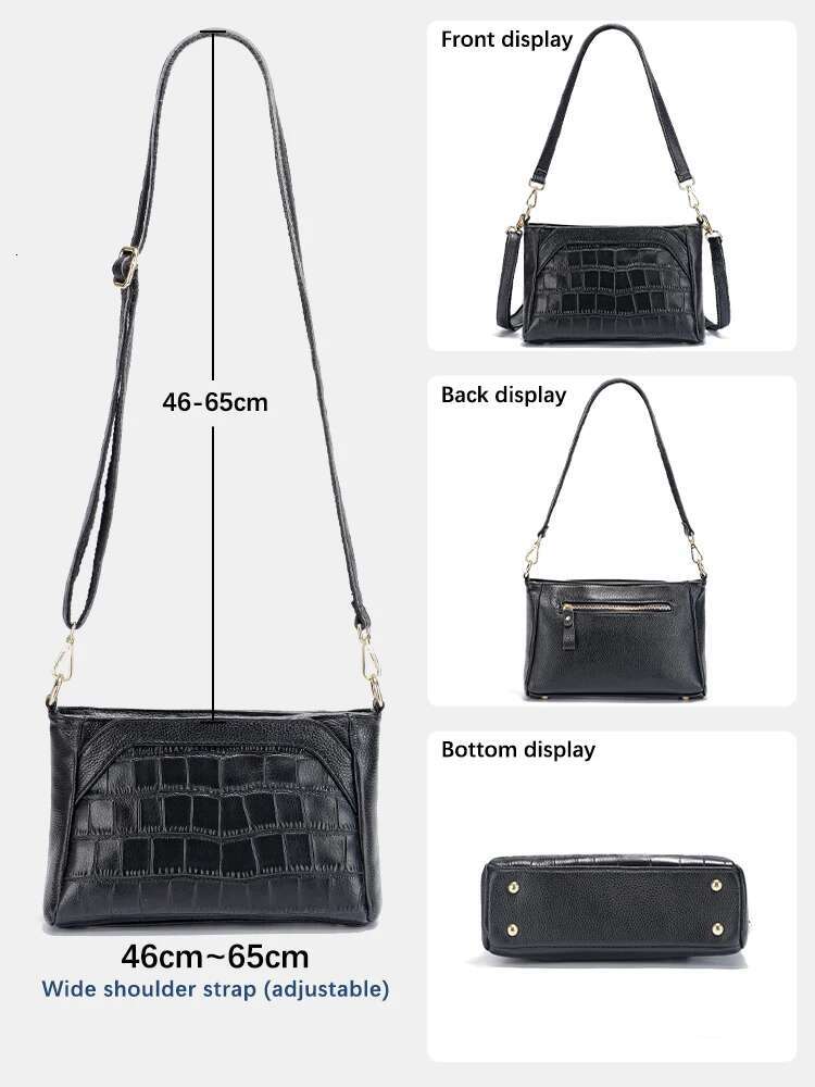 Zency Women's Cowhide Leather Shoulder Large Capacity Handbag With Stone Rose Flower Alligator Pattern Vintage Crossbody Bag