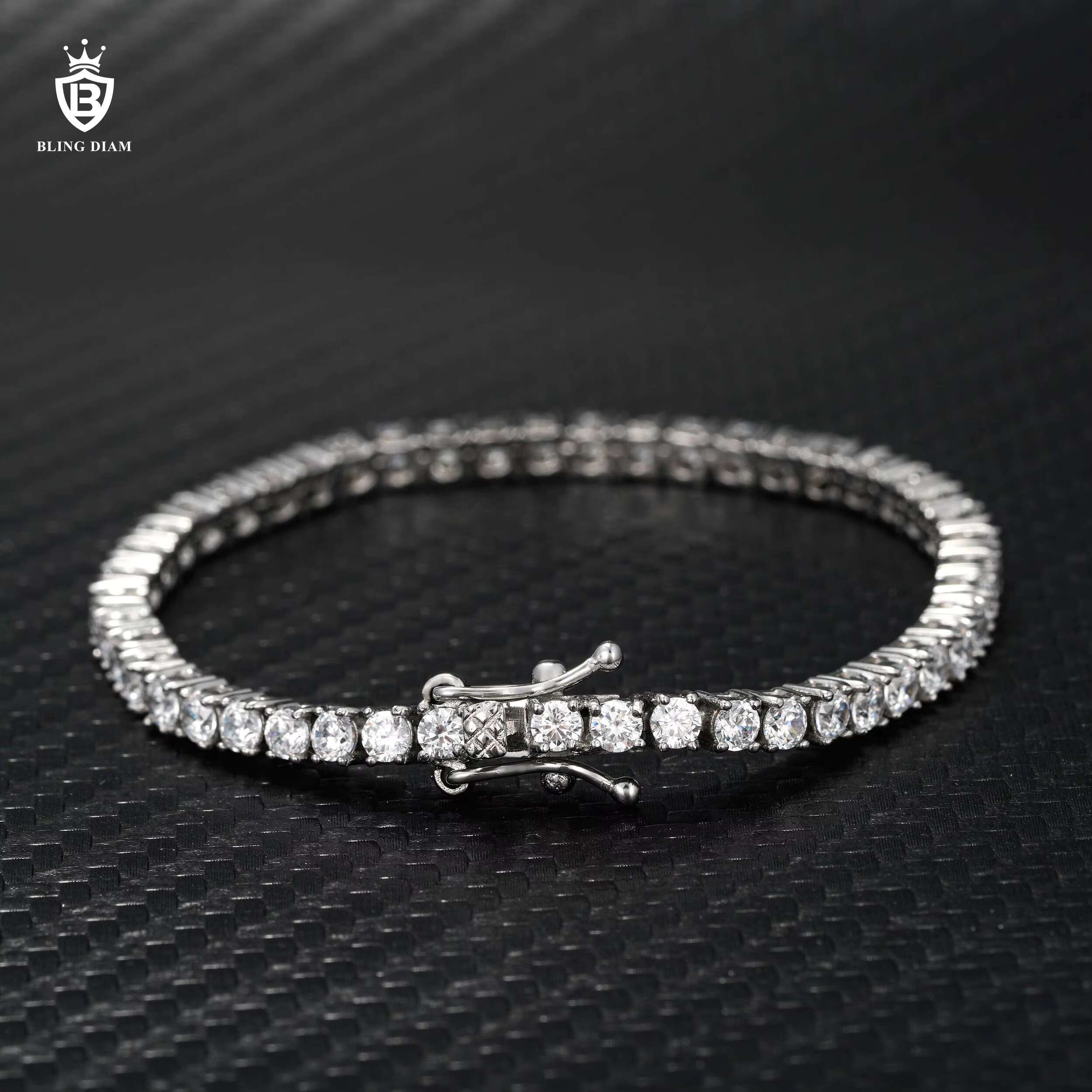 Fashion Jewelry Hip Hop Bling 3mm 316L Stainless Steel Tennis Chain 5A Cubic Moissaniteia Tennis Bracelet