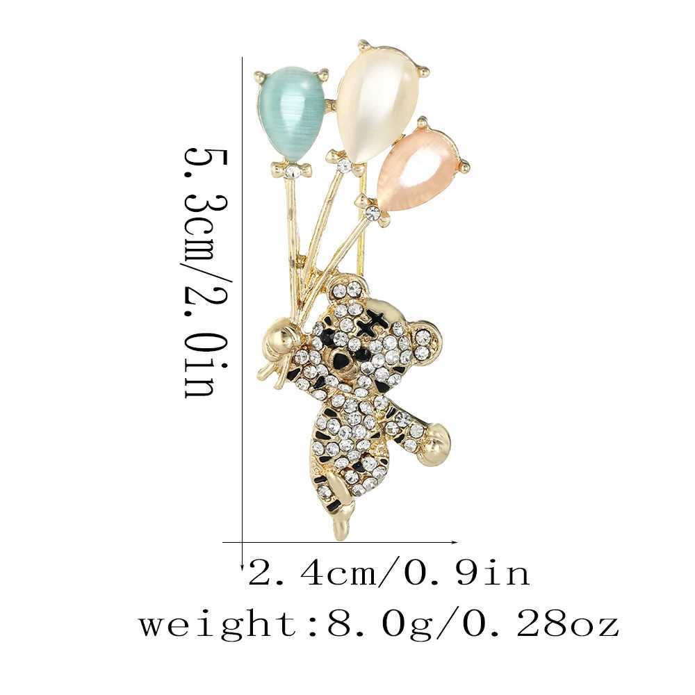 Pretty Tiger Hold Balloon Crystal Lapel Pins Dazzling Opal Airballoon Rhinestone Brooches Cheap Women Jewelry J251125