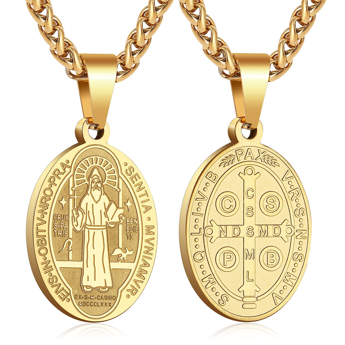 Double-sided Portrait Medal Cross Stainless Steel Pendant Necklace for Men and Women Y2K necklace men moissanite chain designer necklace designer jewe - view 6