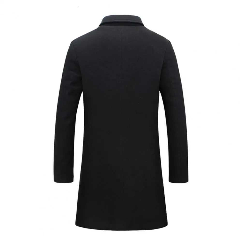 Breathable Woolen Coat Mens Woolen Coat with Formal Suit Collar Solid Color Mid-length Jacket for Office Business Outwear LapelT251125