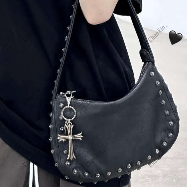 CH bag Charm bags Designer Chrome bag Luxury tote bag Crocore Rivet Single Shoulder Underarm Bag High-end Trendy Cool Hot Girl Women's Handbag Vintage Bags