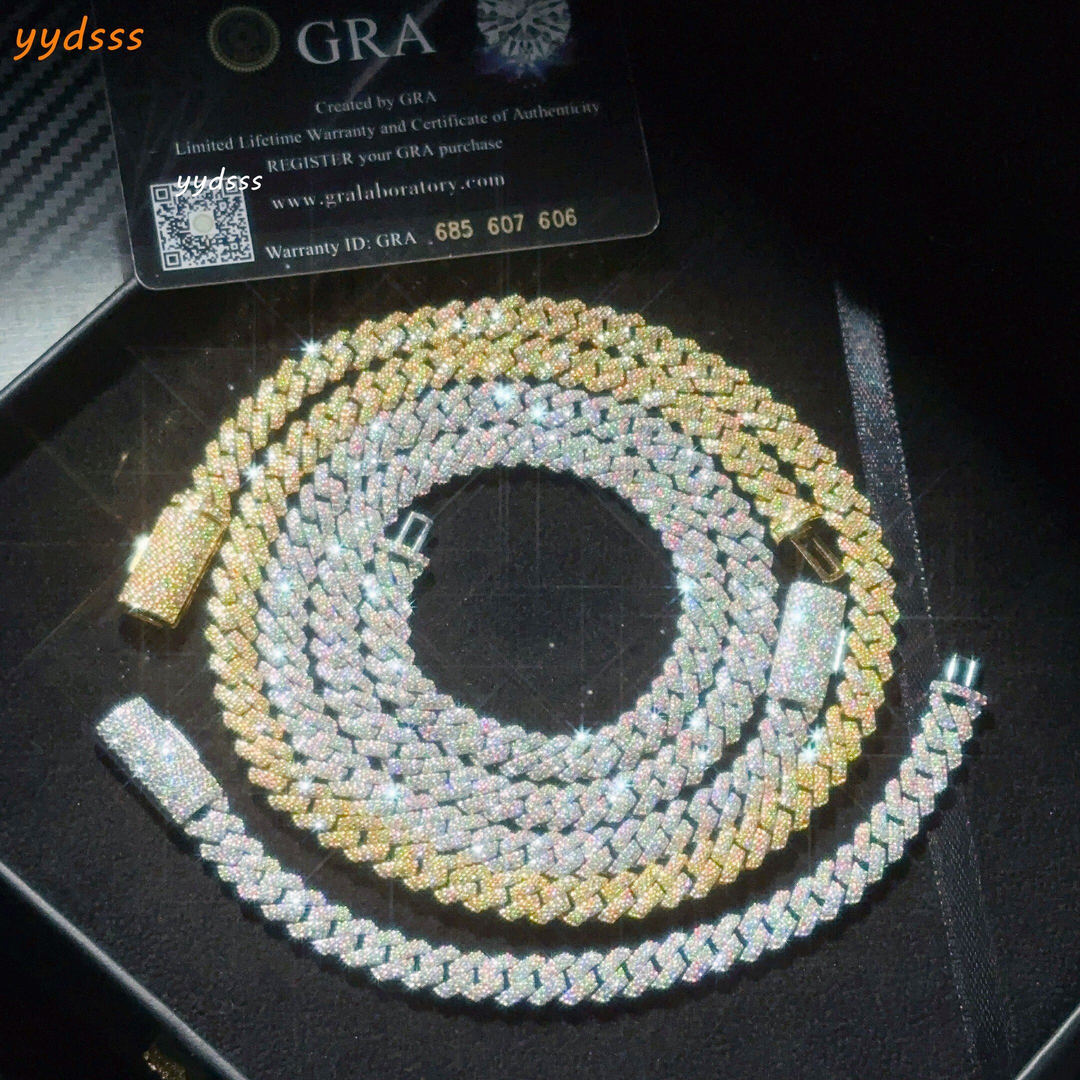 Ready Shipping Solid 925 Silver 8mm Moissanite Cuban Link Chain Hip Hop Jewelry Ice Out Cuban Chain Pass Diamond Tester