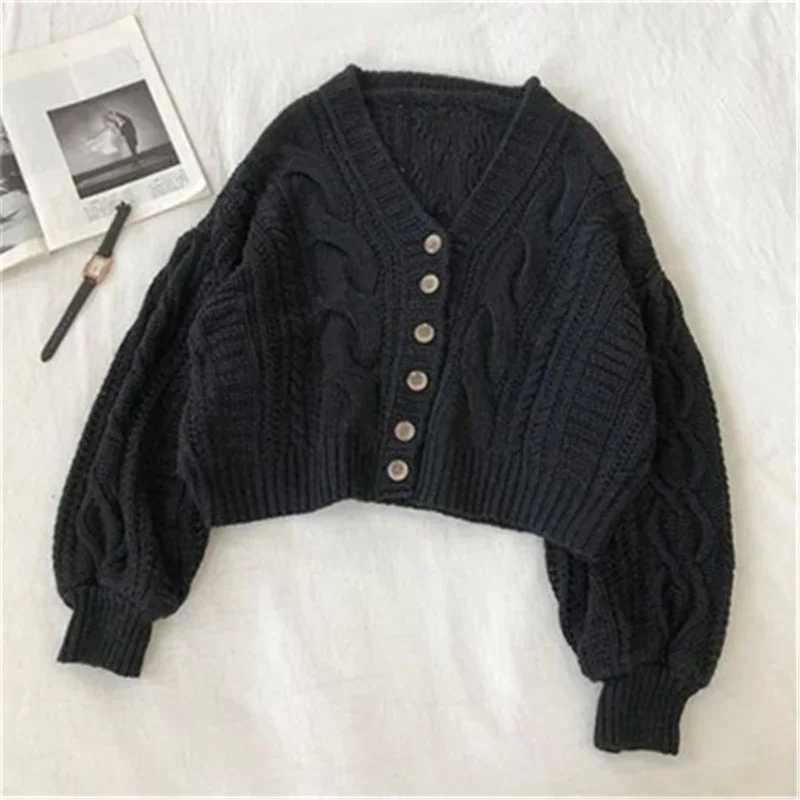 New Chic Autumn Winter Vintage Button Womens Casual Cozy Clothing V-neck Long Sleeve Sweater Loose Cardigan KnitwearT251125