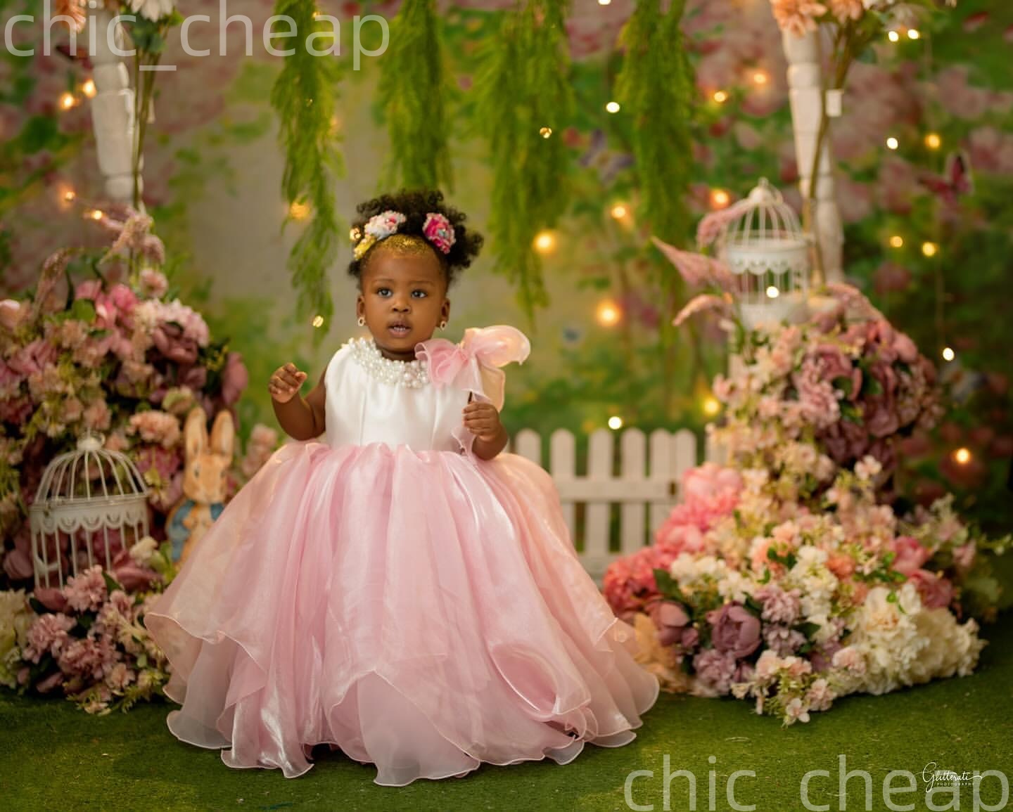 2026 Pink Ball Gown Flower Girl Dresses Pearls Organza Crew Little Girl Christmas Peageant Birthday Christening Tutu Dress Gowns ZJ422