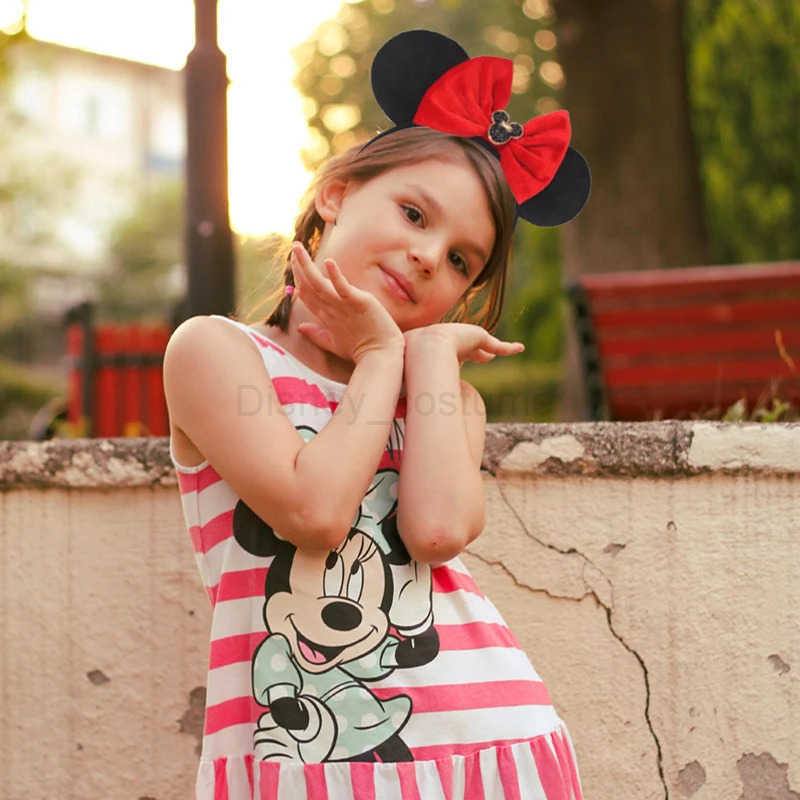 Disney 2024 Disney Castle Fireworks Mouse Earhead with sequins Bow Hair Girls Festival Party DIY Headwear Accessories X250425