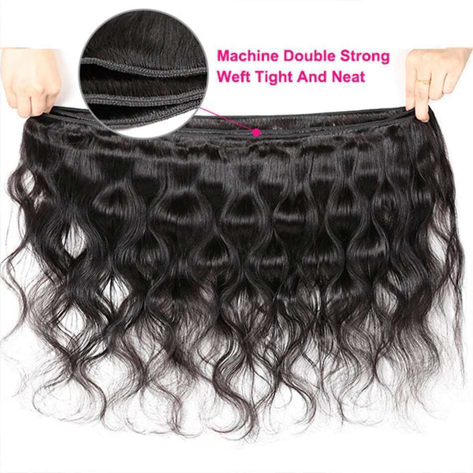 30 Inch Body Wave Lace Frontal Peruvian Bundles With Closure Remy 100% Human Hair Extension