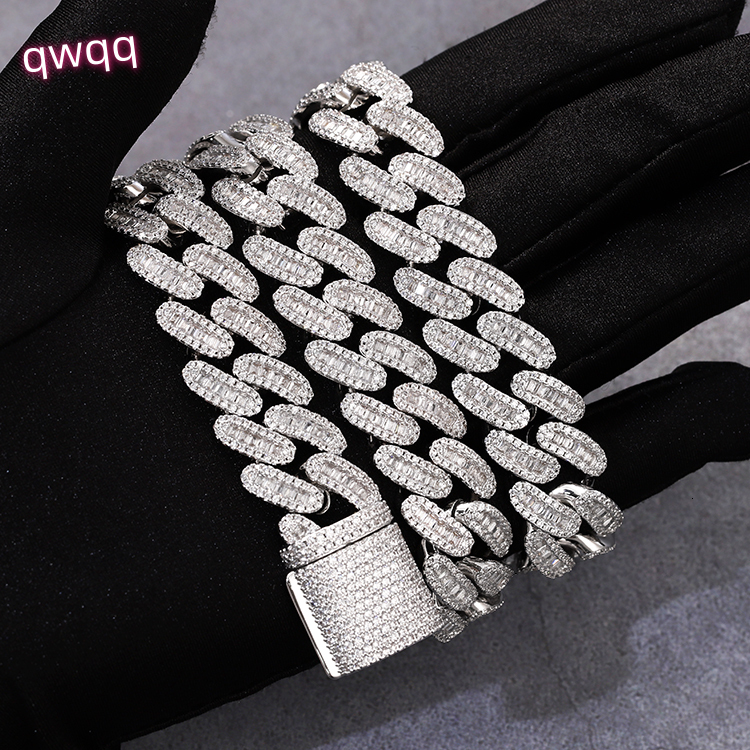 Baguette Diamond 16mm Wide Gold Plated Silver Cuban Chain Necklace Vvs Moissanite Cuban for Man Necklace Link Chain