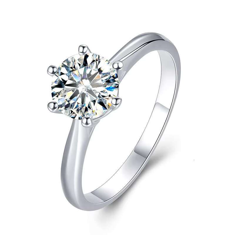 Simple Designs 7.5mm 1.5ct Round DEF Color Moissanite Solitaire Ring in 18k White Gold for Wedding or Engagement
