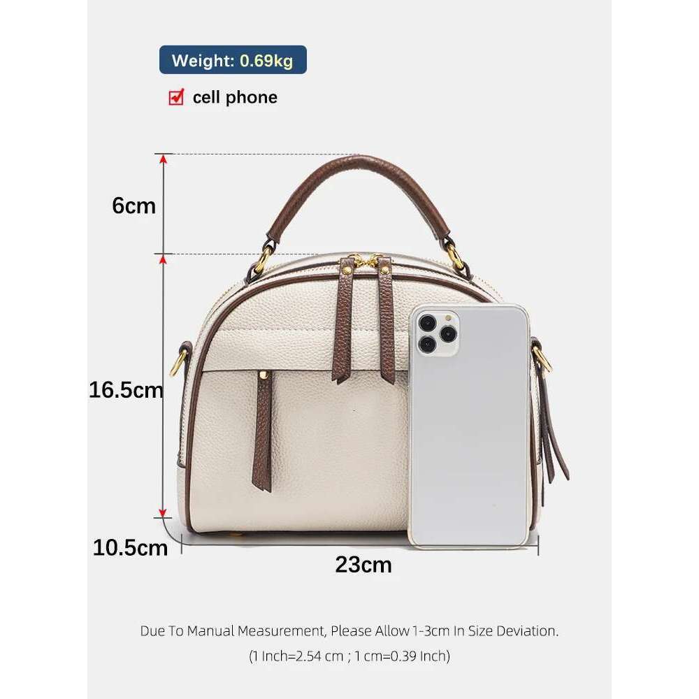 Zency Dark Blue Fashion Genuine Leather Crossbody Shoulder Bagwith Two Long Straps Women Multi-Pockets Handbag For Commuters