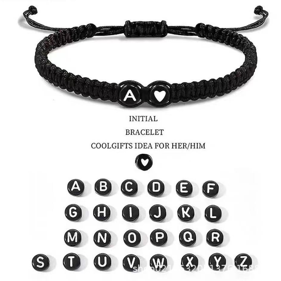 26 Letters Initial Heart Bracelets Handmade Adjustable A-Z Name Braided Bracelets For Women Men Friendship Jewelry Gifts