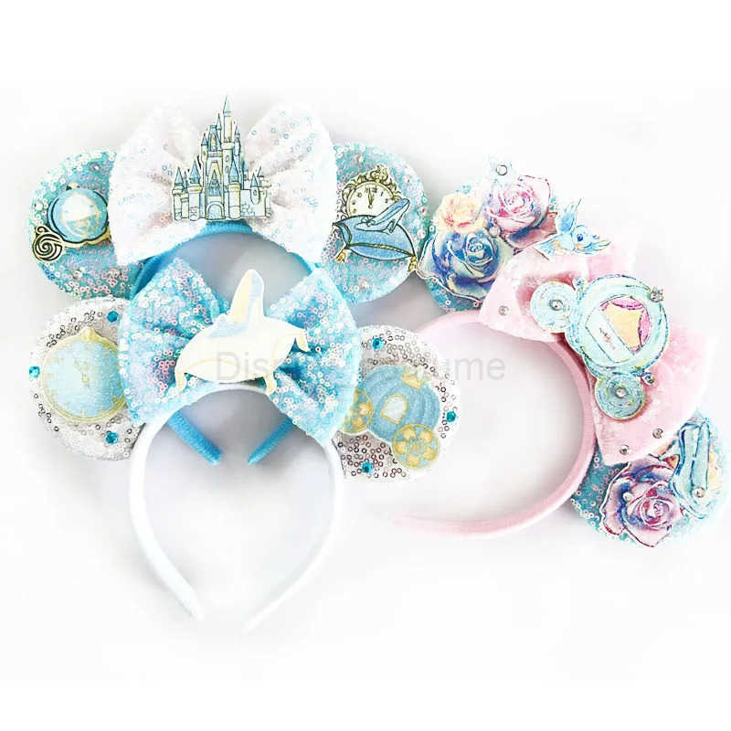 Disney New Mickey Mouse Headband High Heels Hair Accessories Female Princess Ears Headband Female Crown Bow Glitter Olaf Hair Band X250425