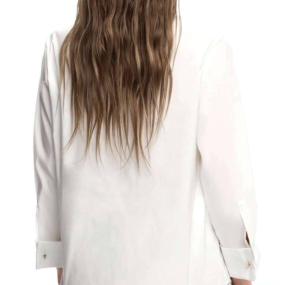CHCH Women's Temperament Embroidery Lapel Single-Breasted Commuter Long Sleeve Shirt Summer Casual Tops