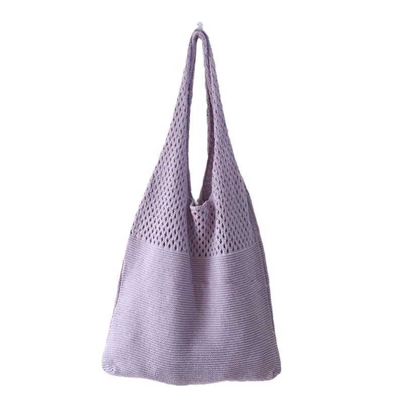 Spring and Summer New Hollow Knitting Handbag Small Number Shoulder Bag Womens Versatile Wool Woven Diagonal Cross Bag