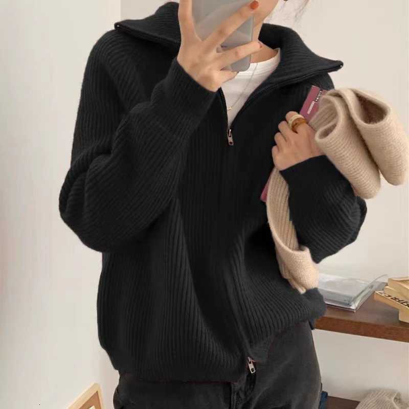 Rib Knit Zip Up Cardigan for Women Zipper Front Raglan Long Sleeve Sweater Jacket Coat Comfy Knitwear Fall Winter Vintage OutfitT251125