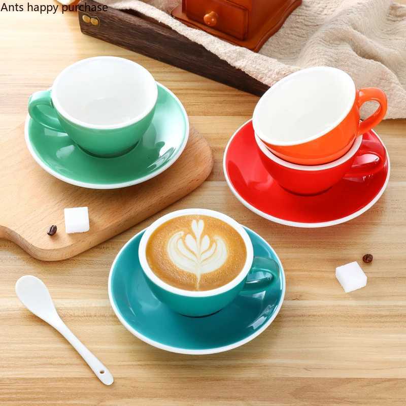 150ml Coffee Cup Saucer White Rim Solid Color Ceramic Mug Cappuccino Cups Coffee Mug Milk Tea Cup Afternoon Tea Cups Milk Mugs Y251125