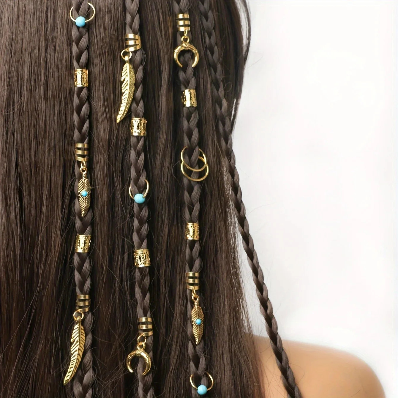 31 pieces of turquoise pendant Dreadlock woven hair beads rings hippie style accessories local jewelry 250417
