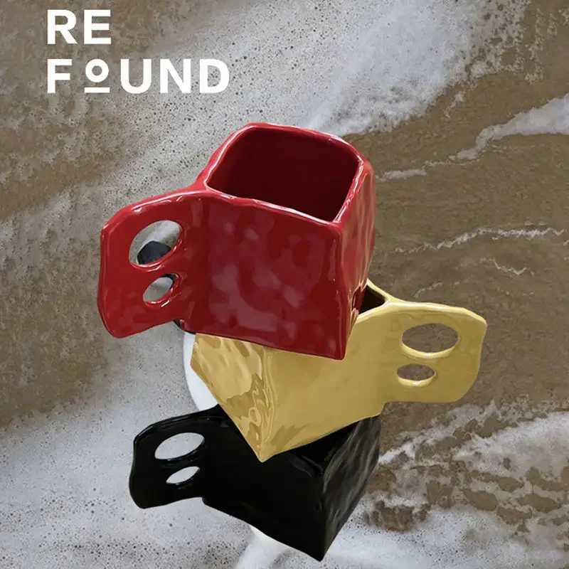 Irregular Creative Mug Handhold Ceramic Square Lovers Water Cup Coffee Cup Small Crowd Nordic Ins Style Y251125