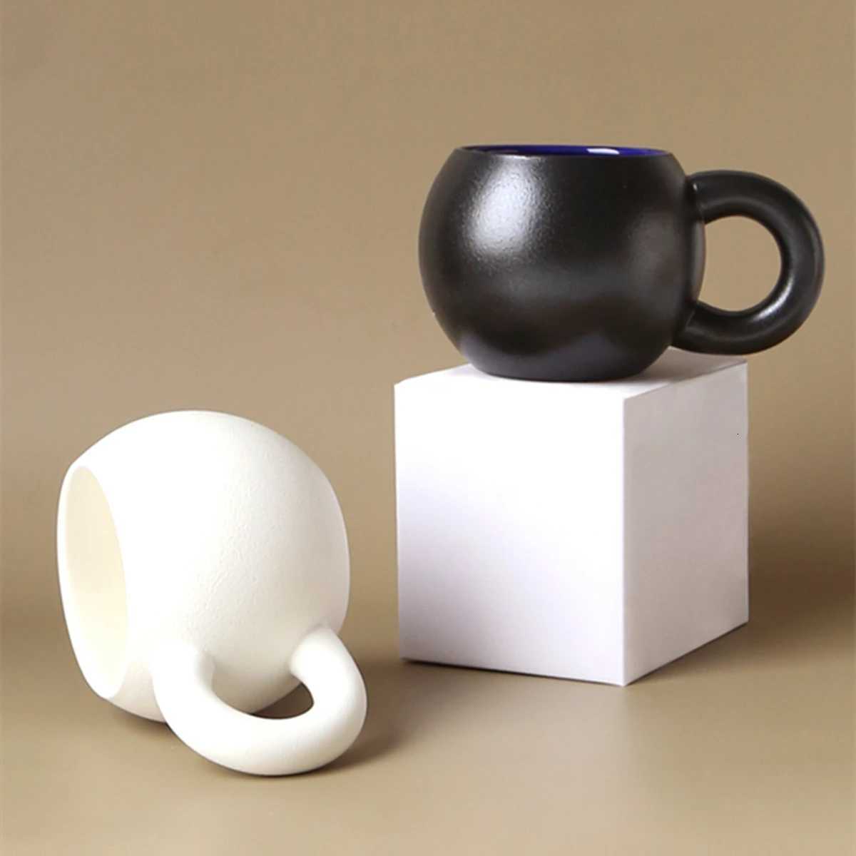 Fat Big Ear Mugs Coffee Cups Ceramic Planet Shape Coffee Cups for Breakfast Milk Juice Tea Handle Cup Matte Color Microwave Safe Y251125