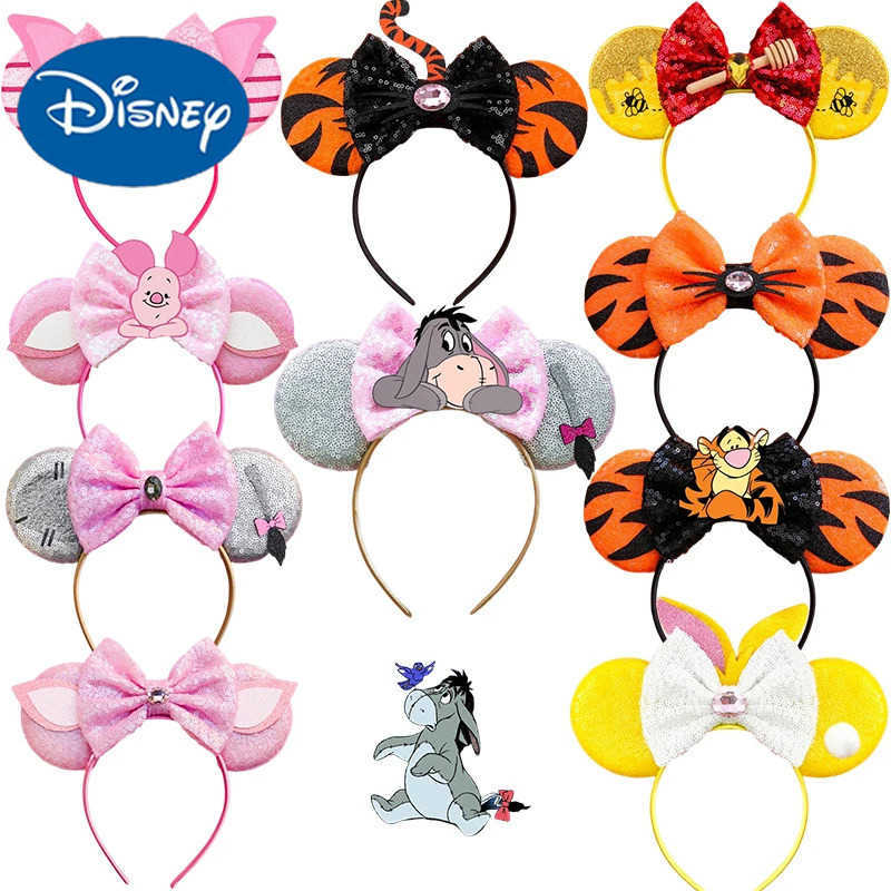 Disney Winnie The Pooh Bear Headbands Girls Piglet Hair Band Kids Tigger Hair Accessories For Women Pink Bowknot Eeyore Headwear X250425