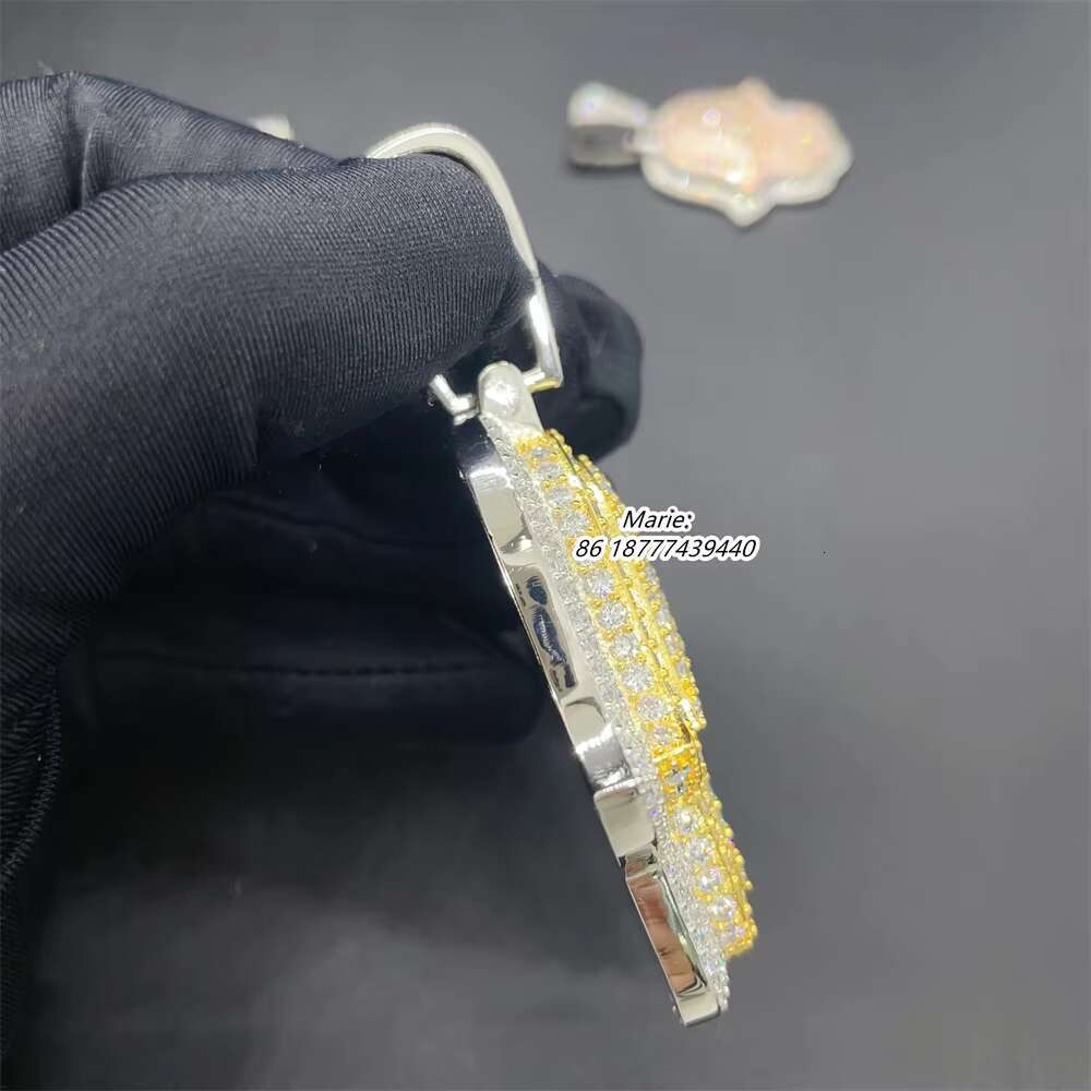 Pass Diamond Selector Jewelry 925 Sterling Silver With Vvs Moissante Hip Hop Pendant Iced Out Hamsa Hand Pendant