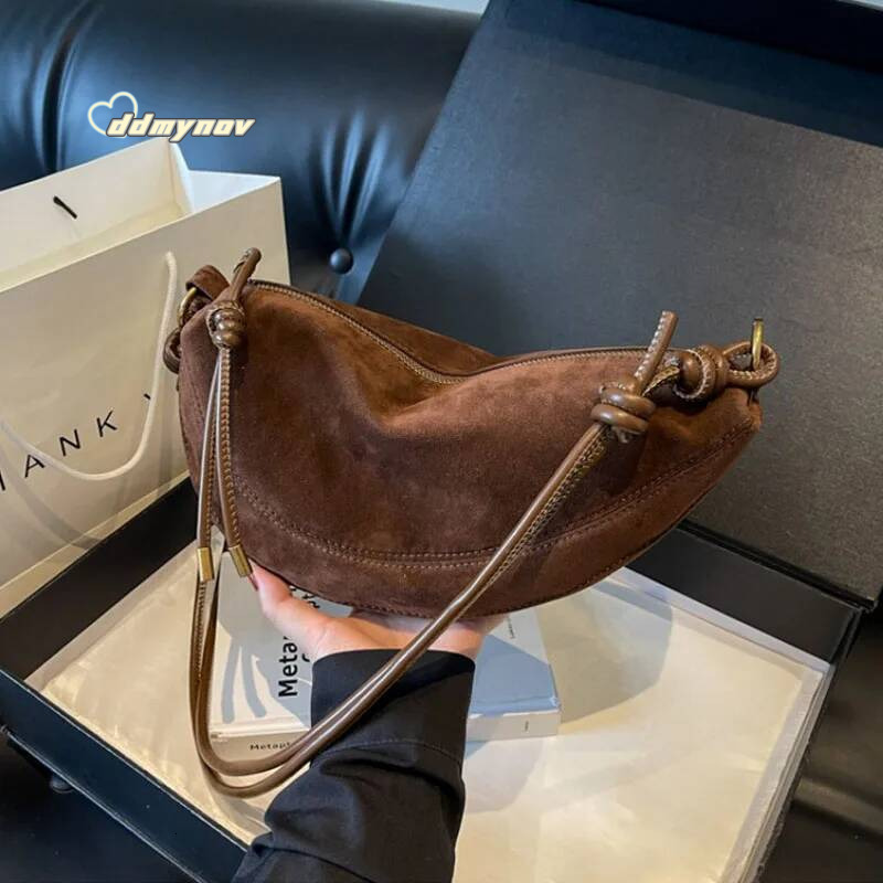 Faux Super Popular Niche Suede Shoulder Bag for Women 2025 Hot Sale Single Crossbody Underarm Dumpling Sweet Bags ddmynov