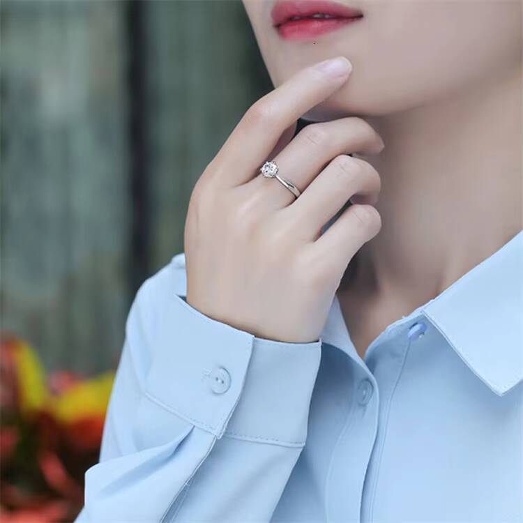 Classic Minimalist 18K Gold Engagement Ring Adjustable S925 Silver Matching Moissanite Ring for Couples for Women
