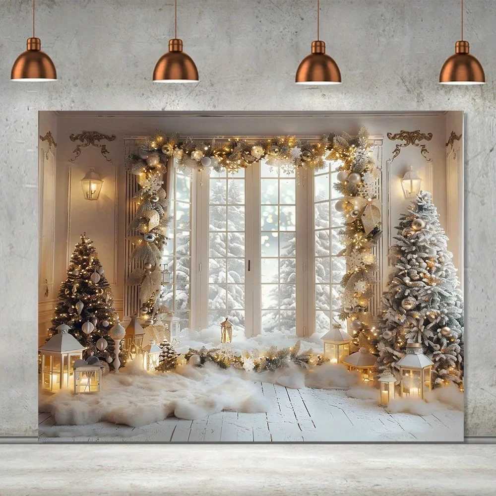 Christmas Day party decoration background cloth winter snow scene Christmas tree wall tapestry suitable for home outdoorM251125