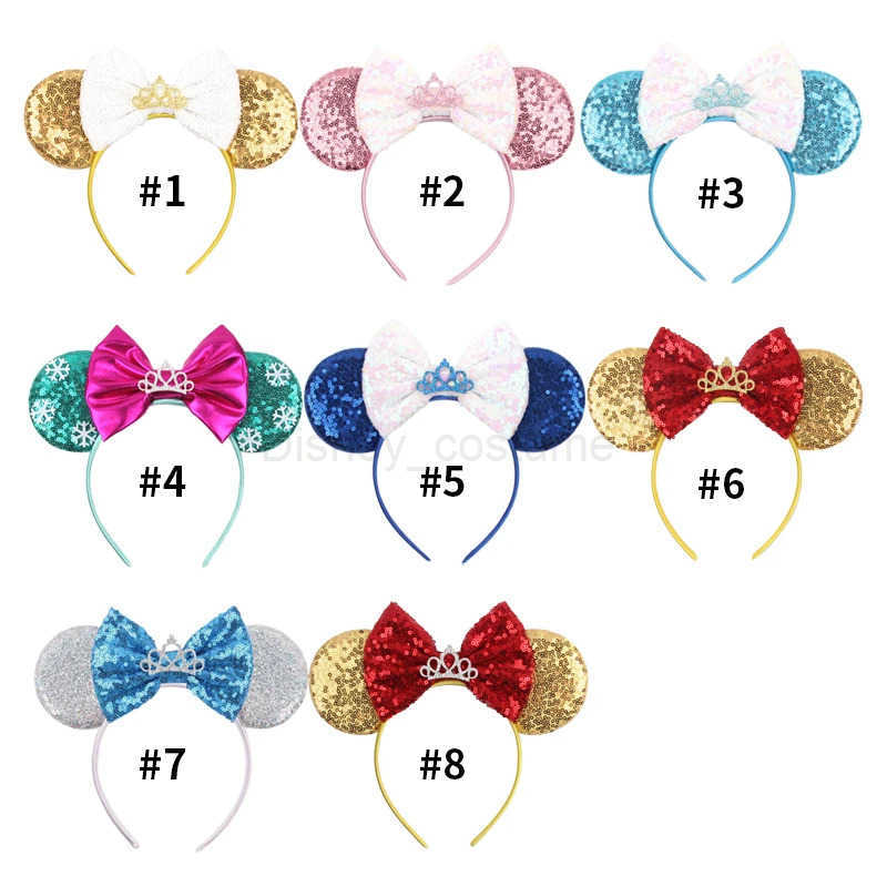 Disney 2023 Shining Castle Mouse Ears Headband Shining Crown 5-inch Bow Girl Princess Party DIY Hair Accessories X250425