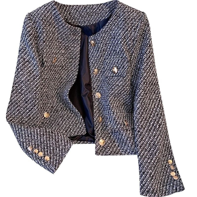 Spring and Autumn New French Style High-End Design Casual Versatile Fashion Tweed Round Neck Women's Jacket