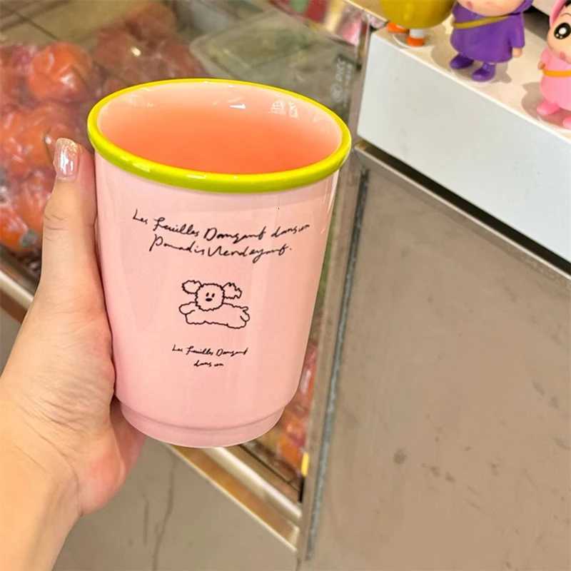 Cute Korean Coffee Cup 200/400ml Kawaii Ceramic Mug For Tea Milk Water Juice Mocha Lover Resuable Espresso Breakfast Cup Gift Y251125