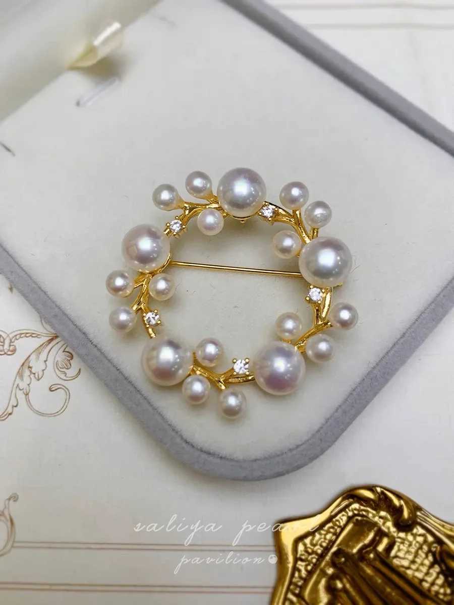 Trendy White Pearl Crystal Zircon Flower Brooch Pins For Women Girls Rhinestones Wreath Party Wedding Jewelry Gift 2024 J251125