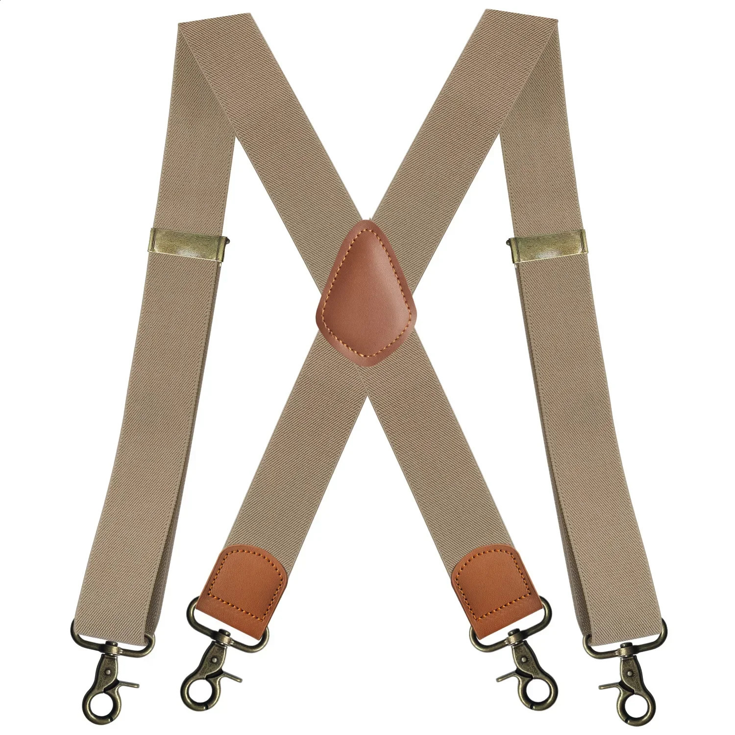 Vintage Suspenders for Men 3.5cm Wide X-Black 4 Bronze Hook Clips Heavy Duty Big Tall Adjustable Elastic Trouser Braces Straps 250425