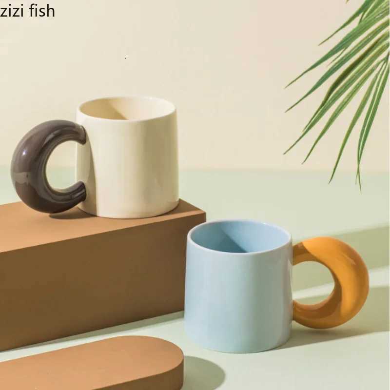 Contrasting Ceramic Mugs Personty Couple Coffee Mug Water Cup Breakfast Cups Milk Cup Milk Tea Cup Tea Mug Juice Glasses Y251125
