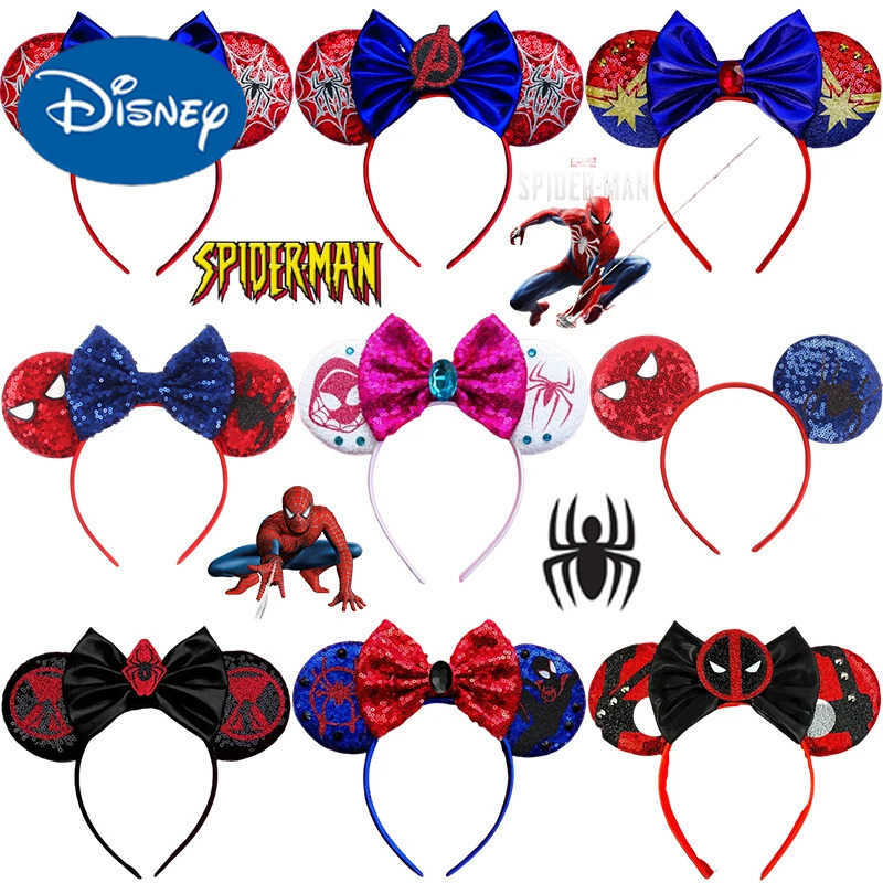 Disney Marvel Spider Man Female Hair Accessories Avengers Earbands Headbands Girl Role Playing Peter Parker Hair Childrens Day Gift X250425