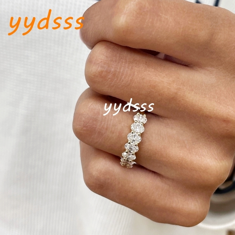 18K Yellow Gold Oval Cut Half Eternity Women Ring HPHT Lab Diamond Rings For Women 7 Stones 4.6*3.3MM Oval Wedding Anniversary Ring Gift