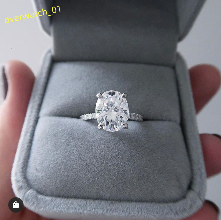 Fashion Real 10K 14K White Gold Various Oval Moissanite Solitaire Wedding Engagement Rings Women Jewelry
