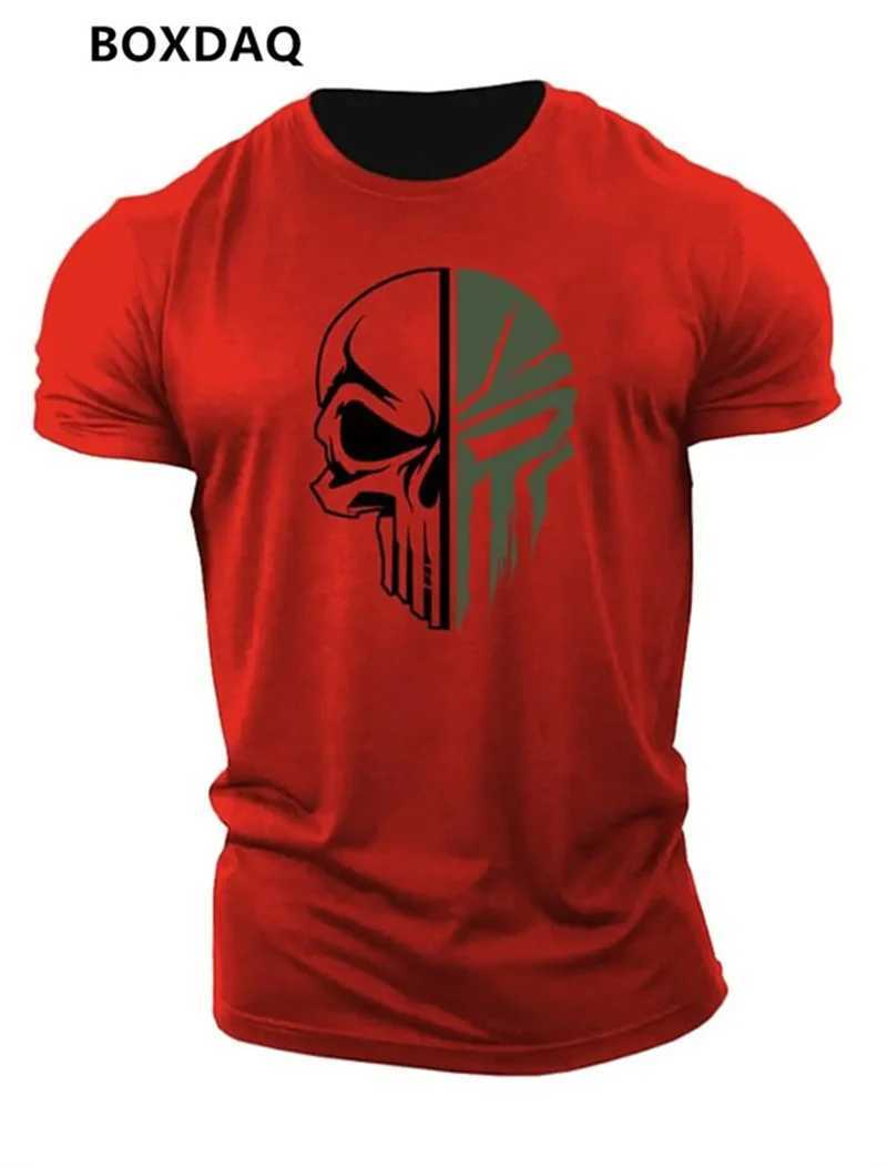 Military Skeleton Mens Gothic T-shirt Summer Short Sleeve 3D Printed Street Gym Sportswear Top 6XL Plus Size Loose Casual Mens T-shirt W250425