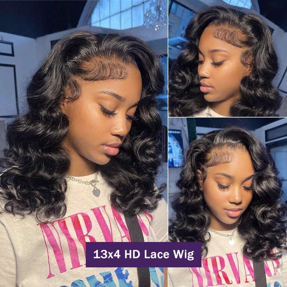 14 Inch Human Hair 200 Density 5X5 Closure Short Body Wave Bob Wig 13X6 Hd Frontal 13X4 Lace Front Wigs